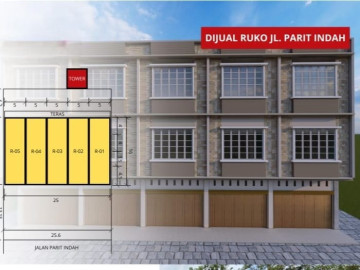 Dijual Ruko Baru 3 Lantai di Parit Indah